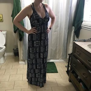 Womens blue bohemian print maxi Dress